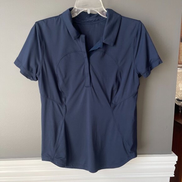 Lululemon Night Sea Quick-Dry Short Sleeve Polo Short Sleeve Shirt Womens Sz 10 - Picture 3 of 5